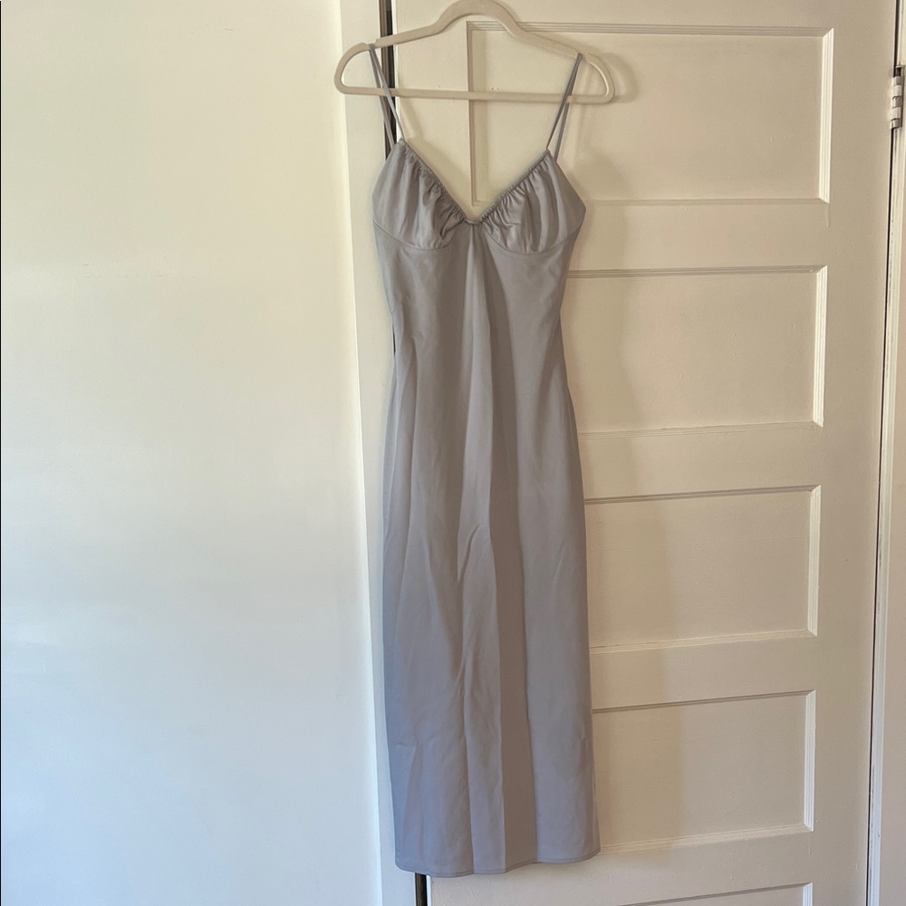 Elegant Gray Spaghetti Strap Dress
